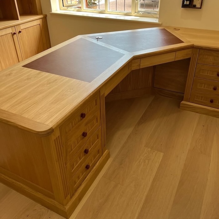 Bespoke Oak Wooden Desk for Custom Home Office, West Sussex, East Sussex, Surrey, Worthing, Guildford, Horsham, Brighton, Hove