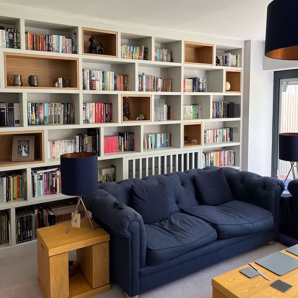 Custom made bookcase media wall in Sussex, Surrey, London, high quality carpenter furniture makers